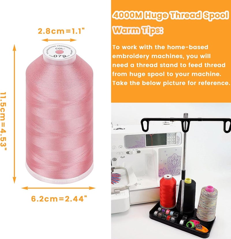 New brothread - Single Huge Spool 4000M Each Polyester Embroidery Machine Thread 40WT for Commercial and Domestic Machines - Salmon Pink - Image 2